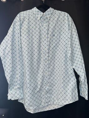 ARIAT Light Blue Patterned Button-Down Shirt